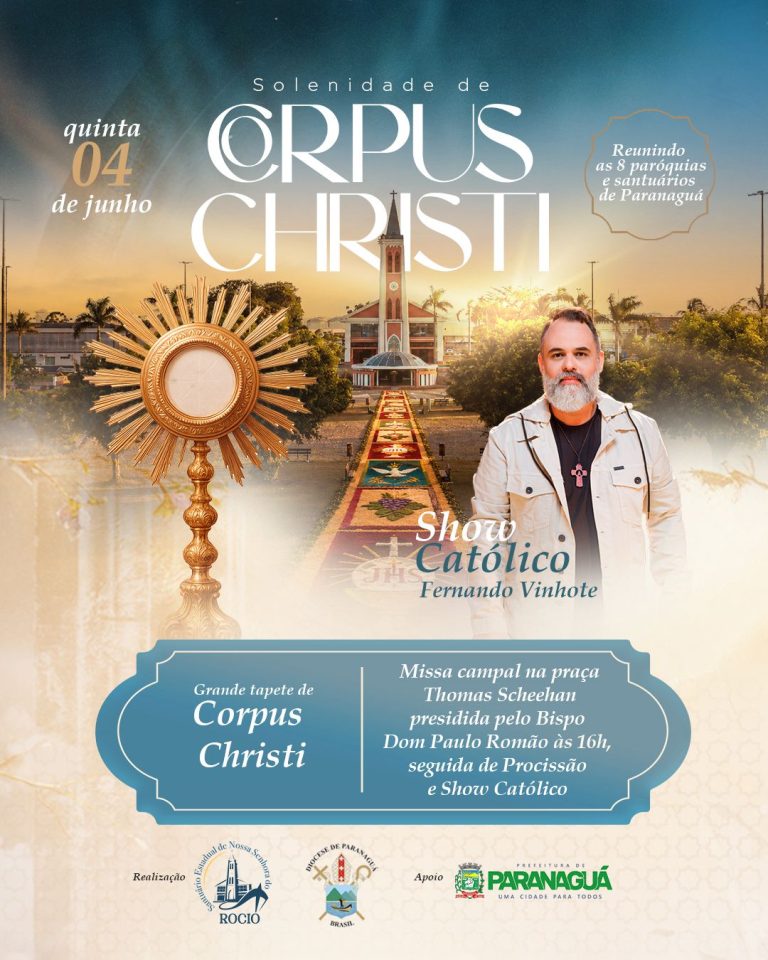 Paranaguá celebra Corpus Christi com tapetes tradicionais, missa campal e show católico no Rocio