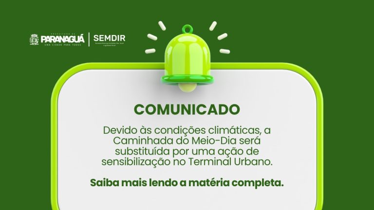 Chuva altera programação: Ação de conscientização no Terminal Urbano substitui Caminhada do Meio-Dia nesta quarta-feira