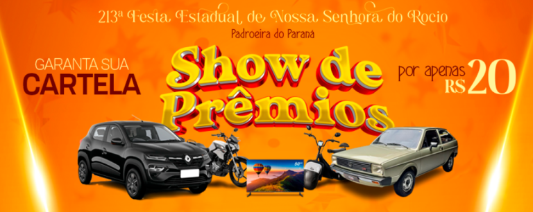 Cartelas para o Show de Prêmios da Festa do Rocio 2026 já estão à venda